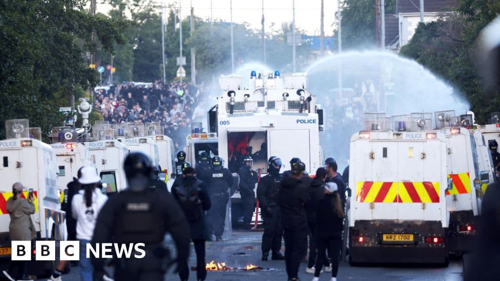 Water cannon fired in latest disorder after Belfast knife attack