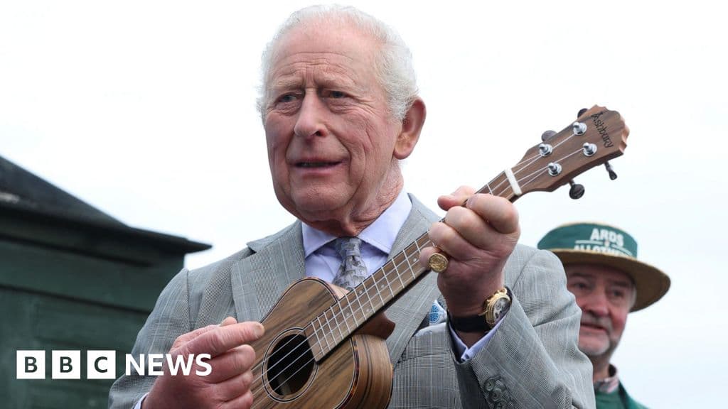 King Charles plays ukulele on final day of NI trip
