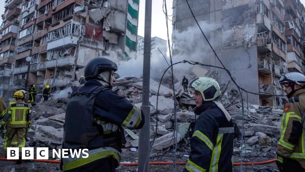 Massive Russian strikes across Ukraine leave one dead, officials say