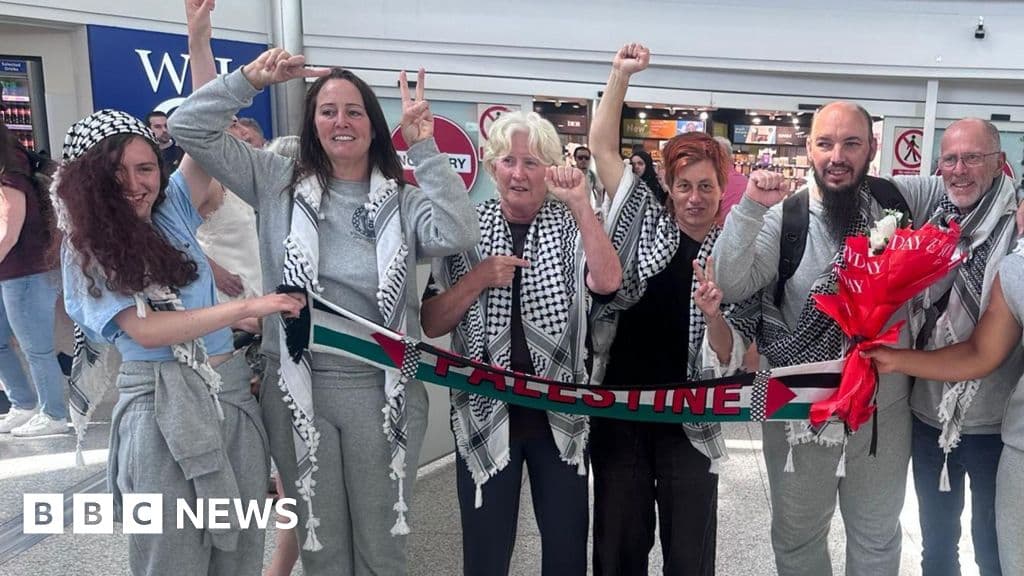 Seven flotilla activists detained in Israel arrive back in UK
