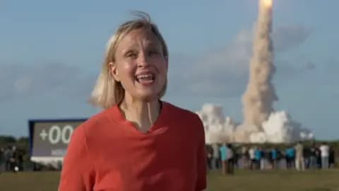 Becky Morelle watches the launch. 