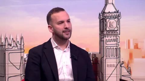 Zack Polanski at the SWLK studio, looks to his right