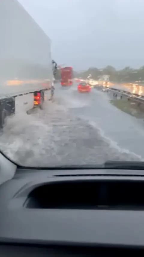 A flooded road.