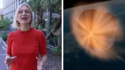 Composite image of Rebecca Morelle and capsule re-entry