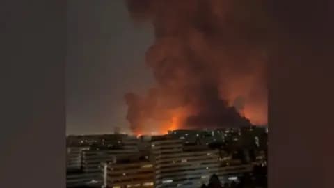Plumes of smoke at Tehran's busiest airport