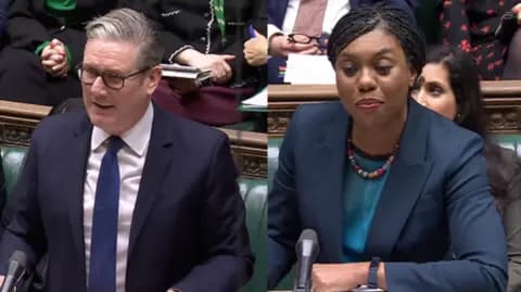 Composite image of Sir Keir Starmer and Kemi Badenoch both in the Commons during PMQs