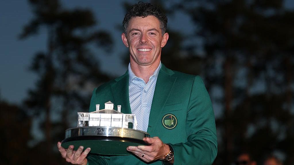 Rory McIlroy wearing the Masters' Green Jacket