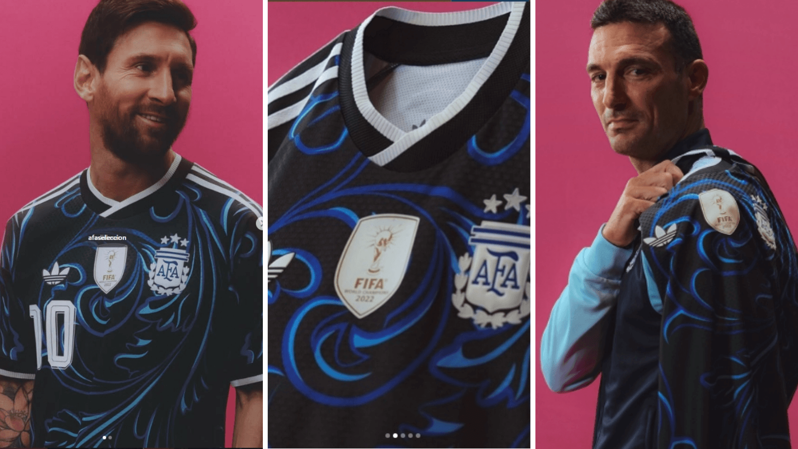 Lionel Messi and Lionel Scaloni wear Argentina away shirt 2026.