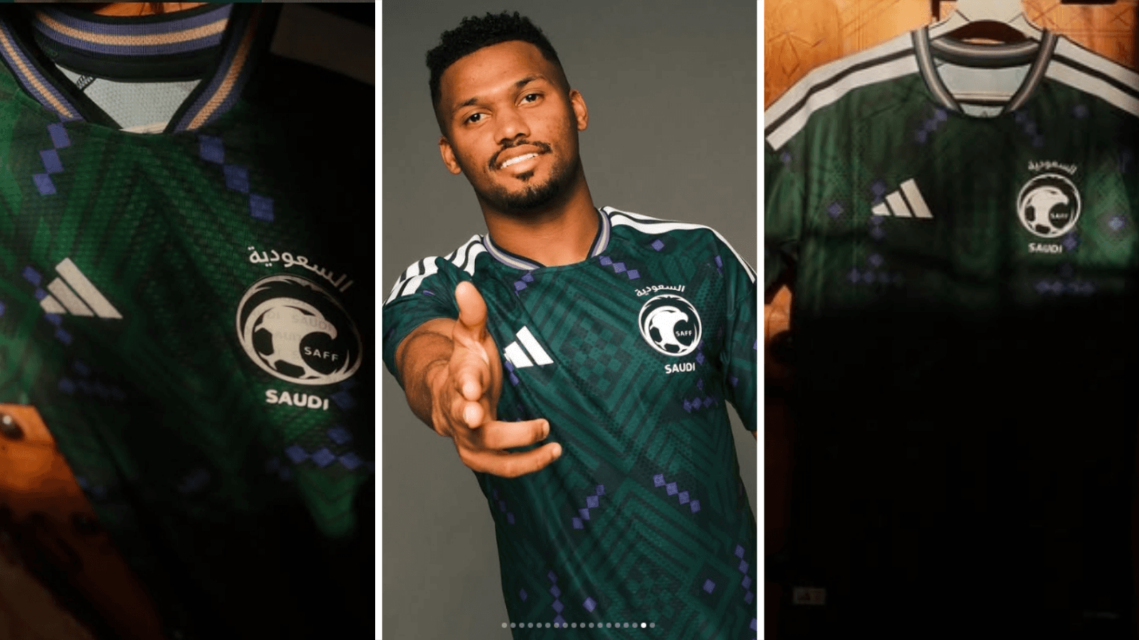 Aiman Yahya wears 2026 Saudi Arabia home shirt.