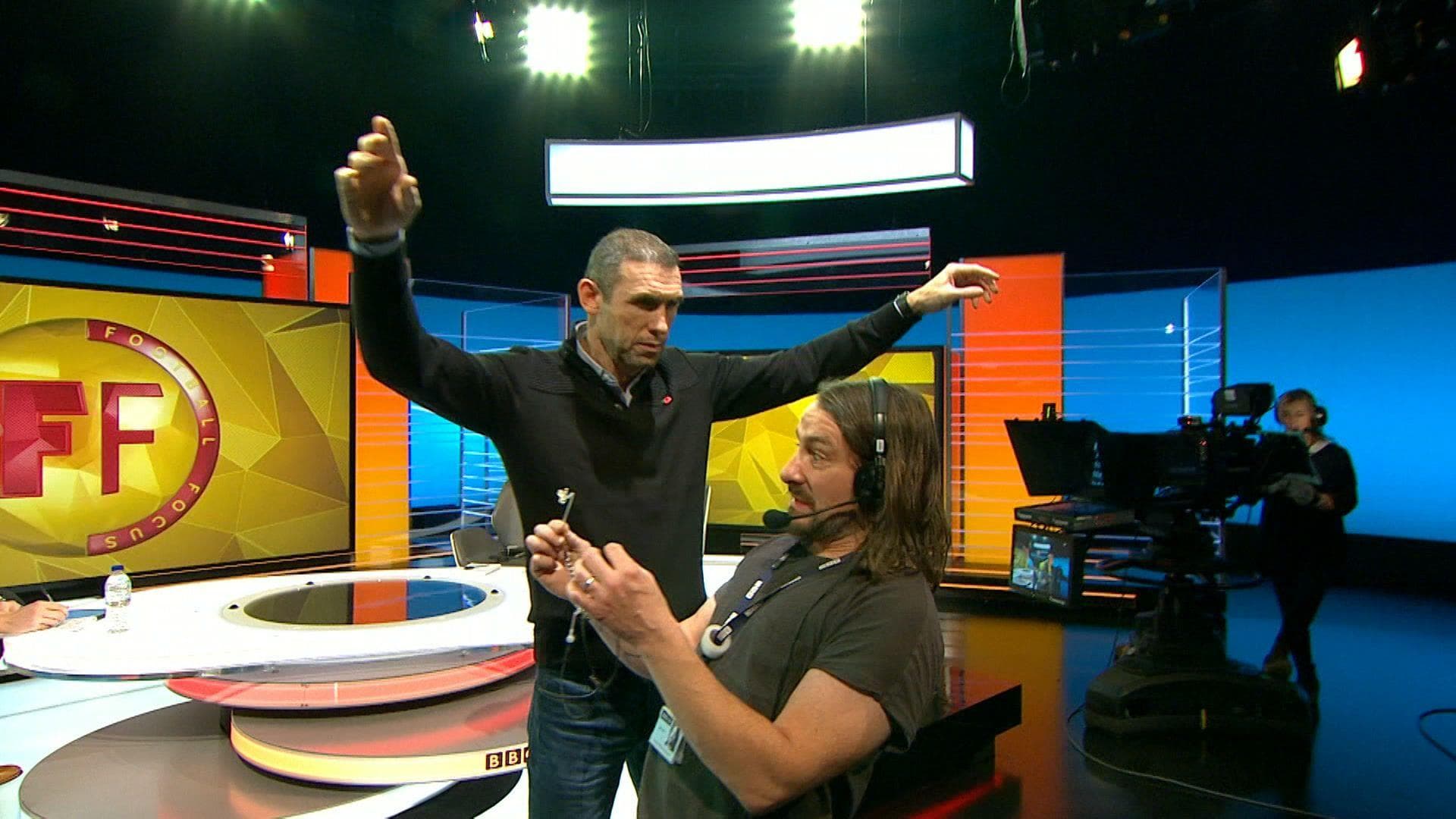 A picture of Martin Keown during Football Focus' mannequin challenge attempt