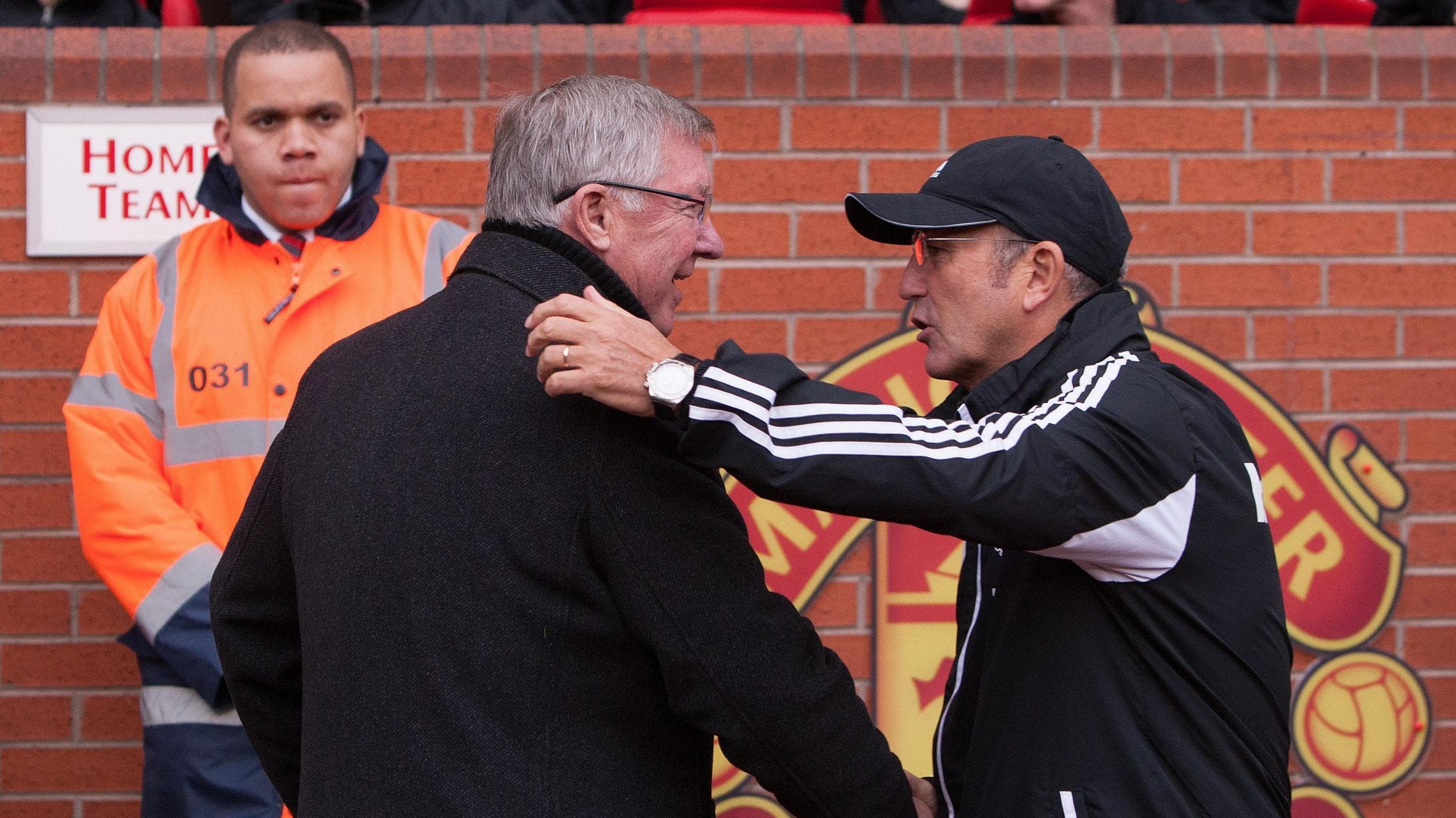 Manchester United boss Sir Alex Ferguson greets Tony Pulis when Stoke visited Old Trafford in 2010. United won 4-2