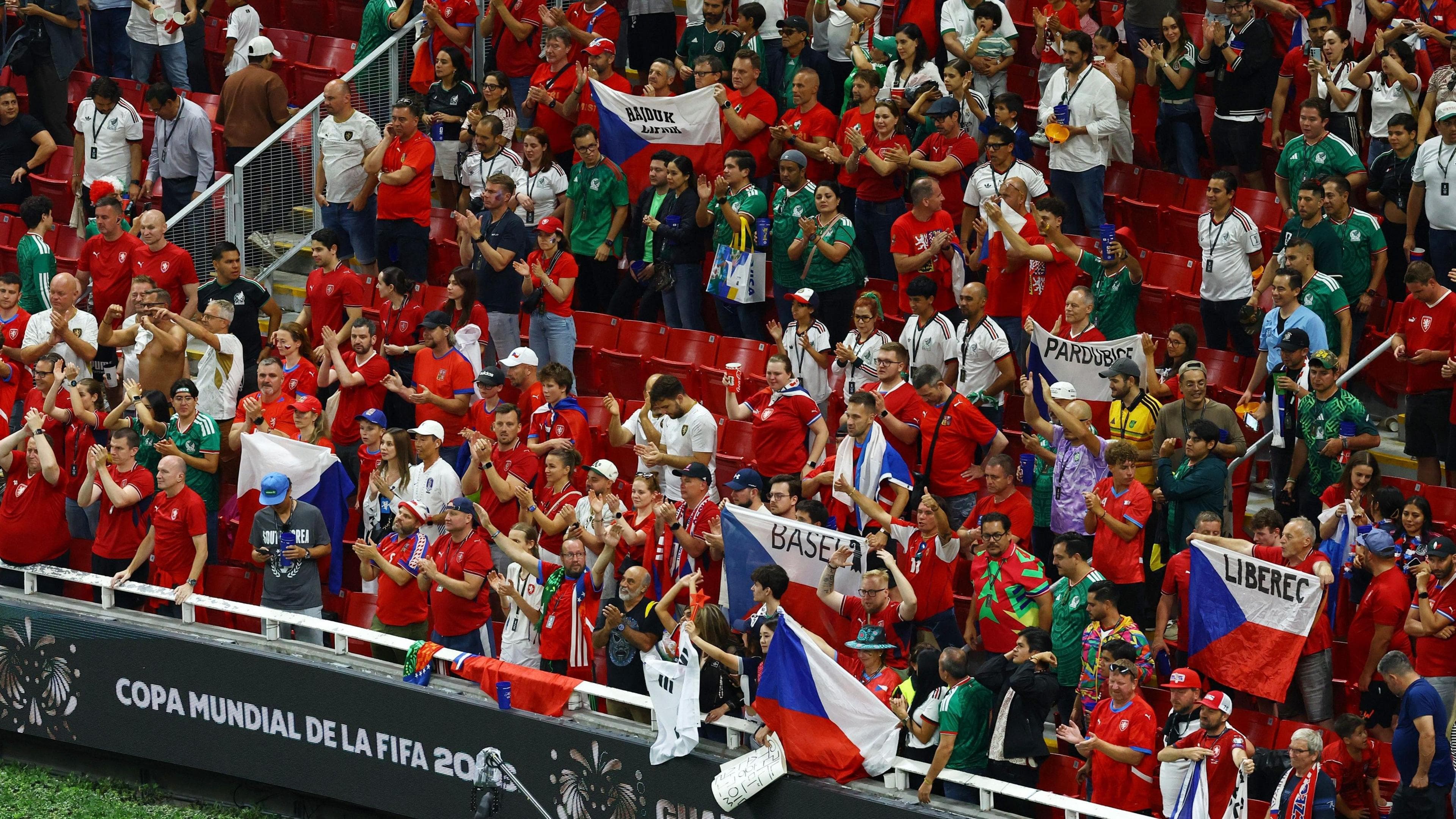 Czech Republic fans with a number of empty seats