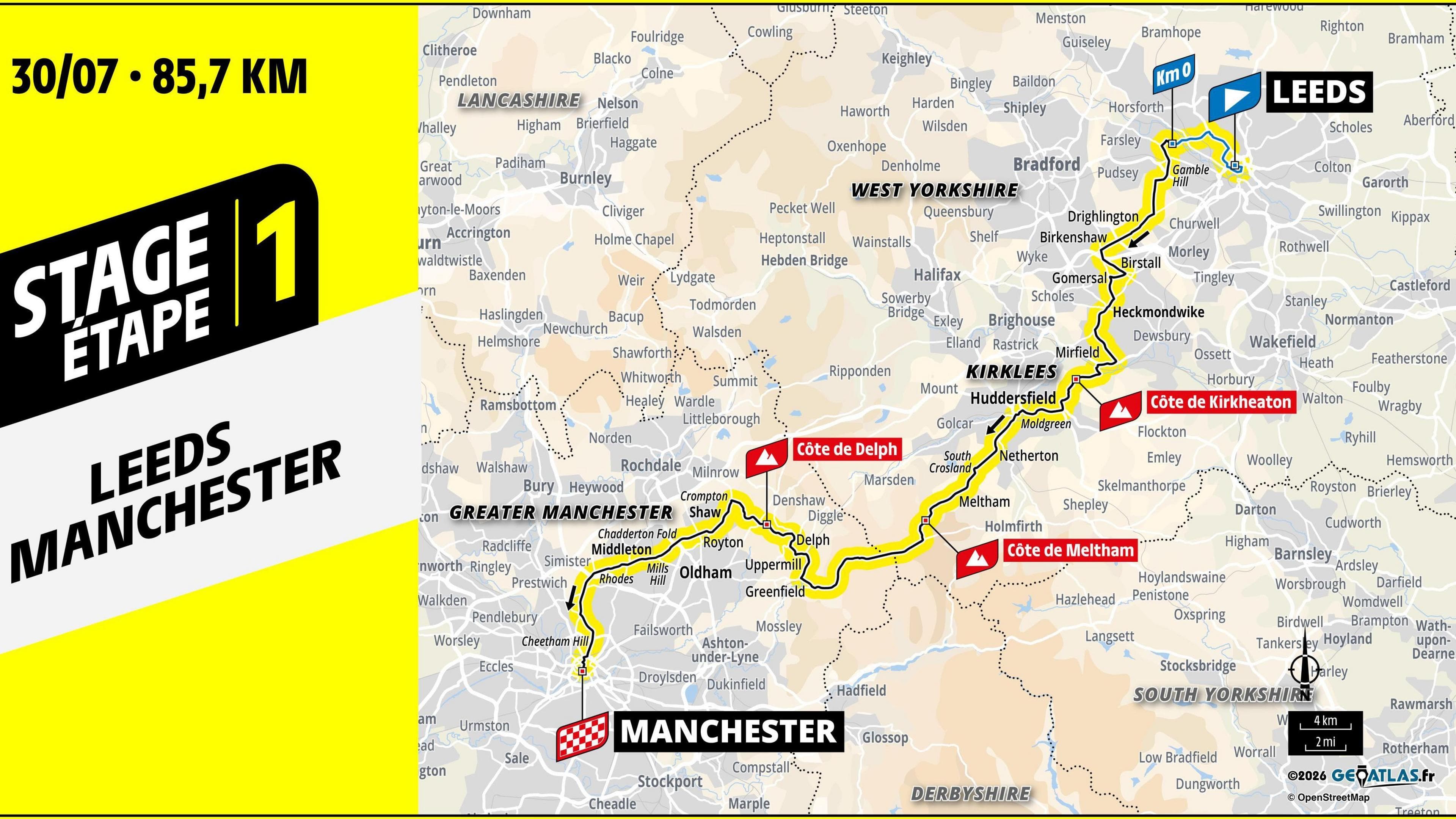 Tour de France Femmes stage 1 map