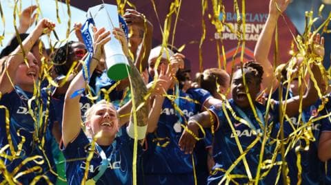 Chelsea celebrate winning the WSL title