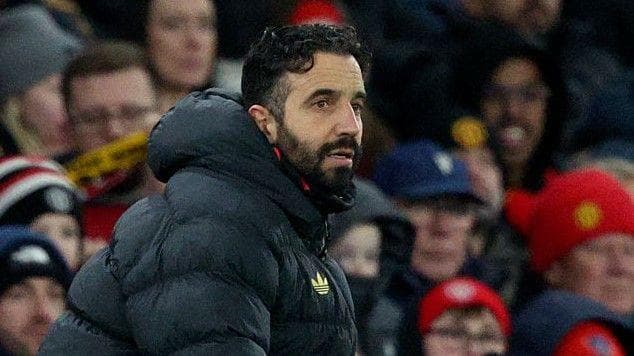 Manchester United manager Ruben Amorim on the touchline