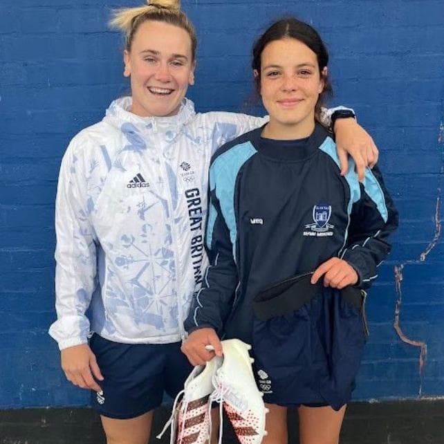 Meg Jones with the current Glantaf student of the same name