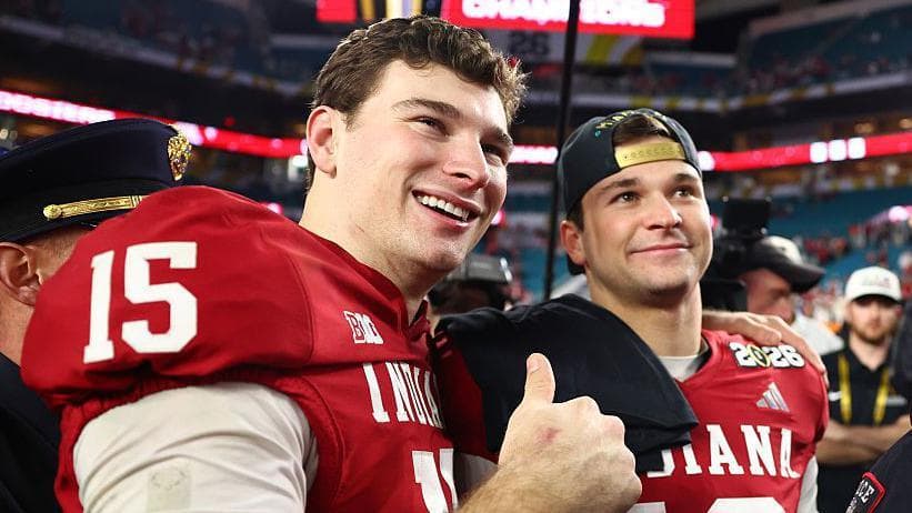Fernando and Alberto Mendoza smiling after helping Indiana win college football's national championship in 2026