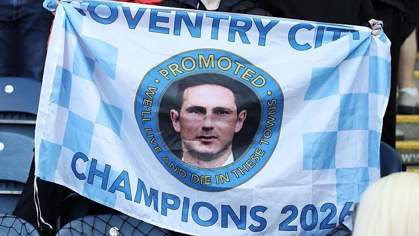 A Coventry flag featuring Frank Lampard's face