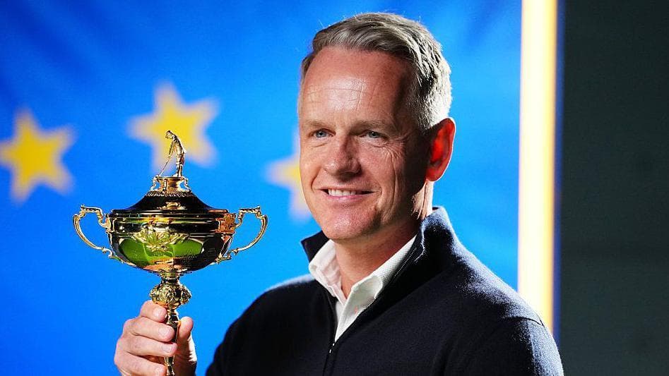 Luke Donald with the Ryder Cup trophy