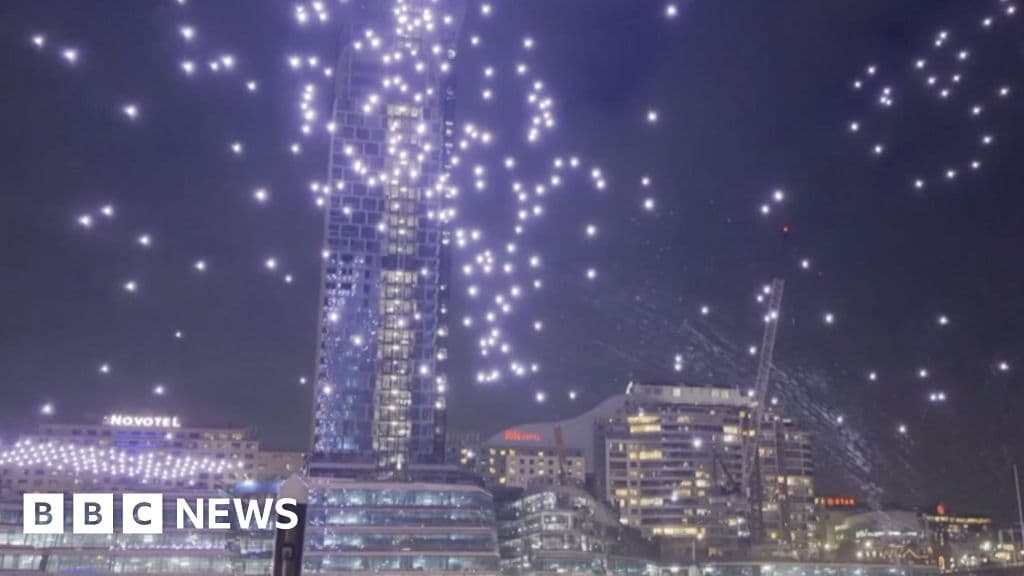 Dozens of drones crash into Sydney harbour after light show glitch