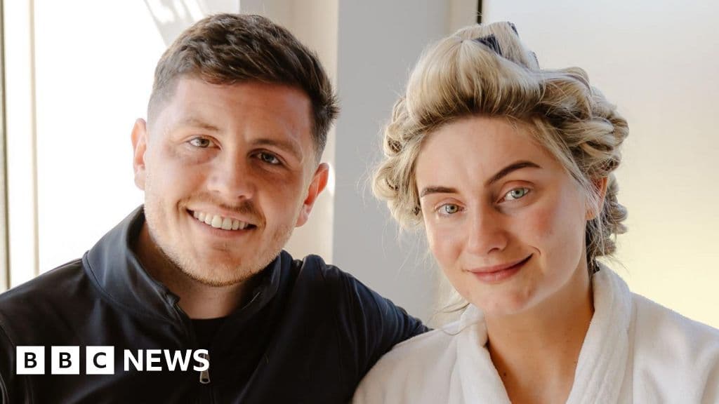 Bride weds in dressing gown, slippers and rollers as 'it's what married life is like'