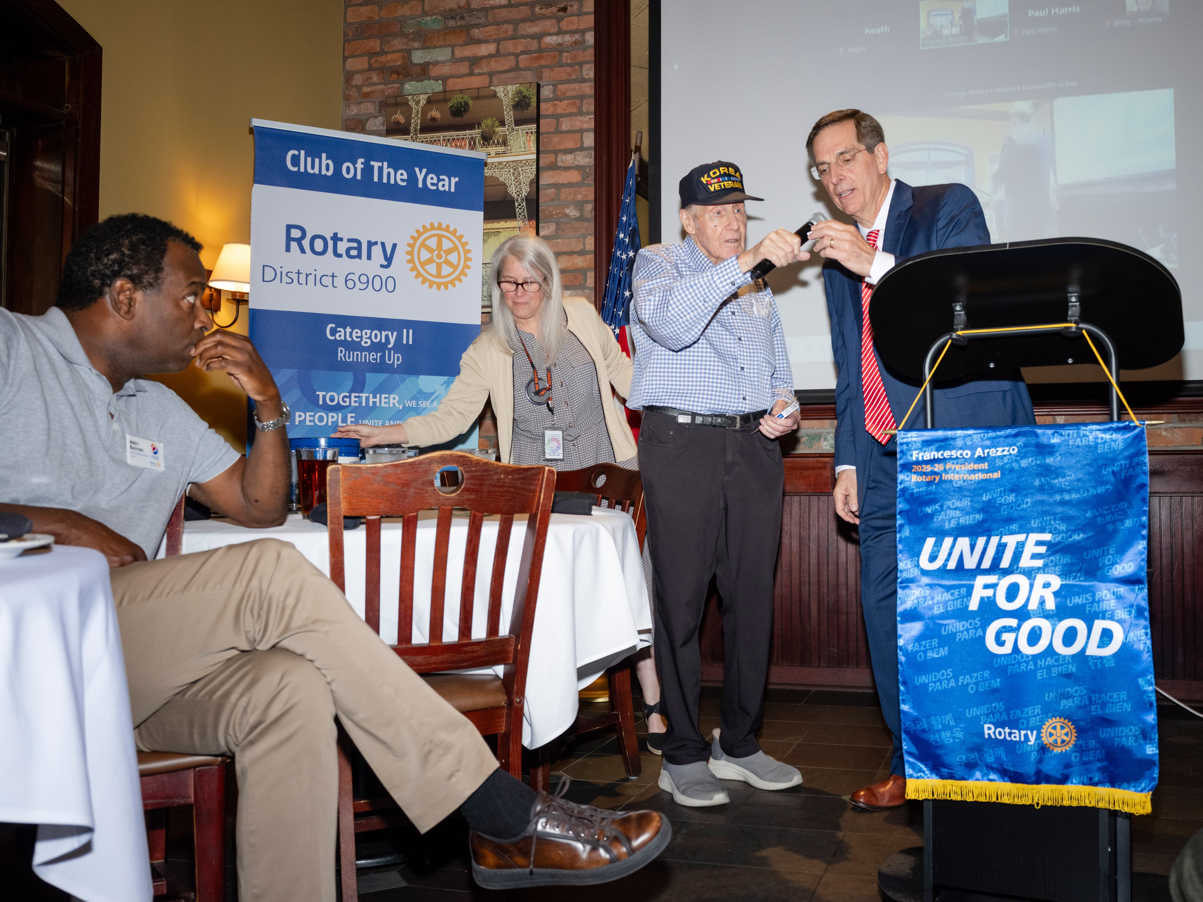 Raffensperger prepares to deliver remarks at a campaign event with the Vinings Rotary Club at a Copeland’s of New Orleans in Atlanta, on April 8, 2026.